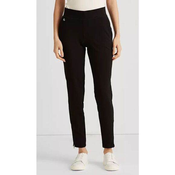 Lauren Ralph Lauren Women's Sz L Black Active Black Jersey Performance Pants - Picture 9 of 9
